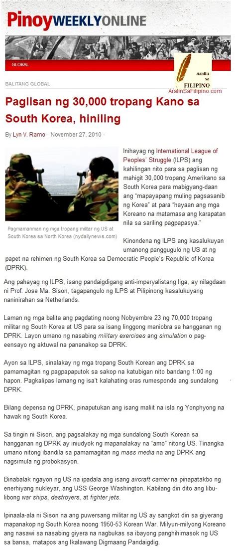 halimbawa ng balitang pandaigdig.